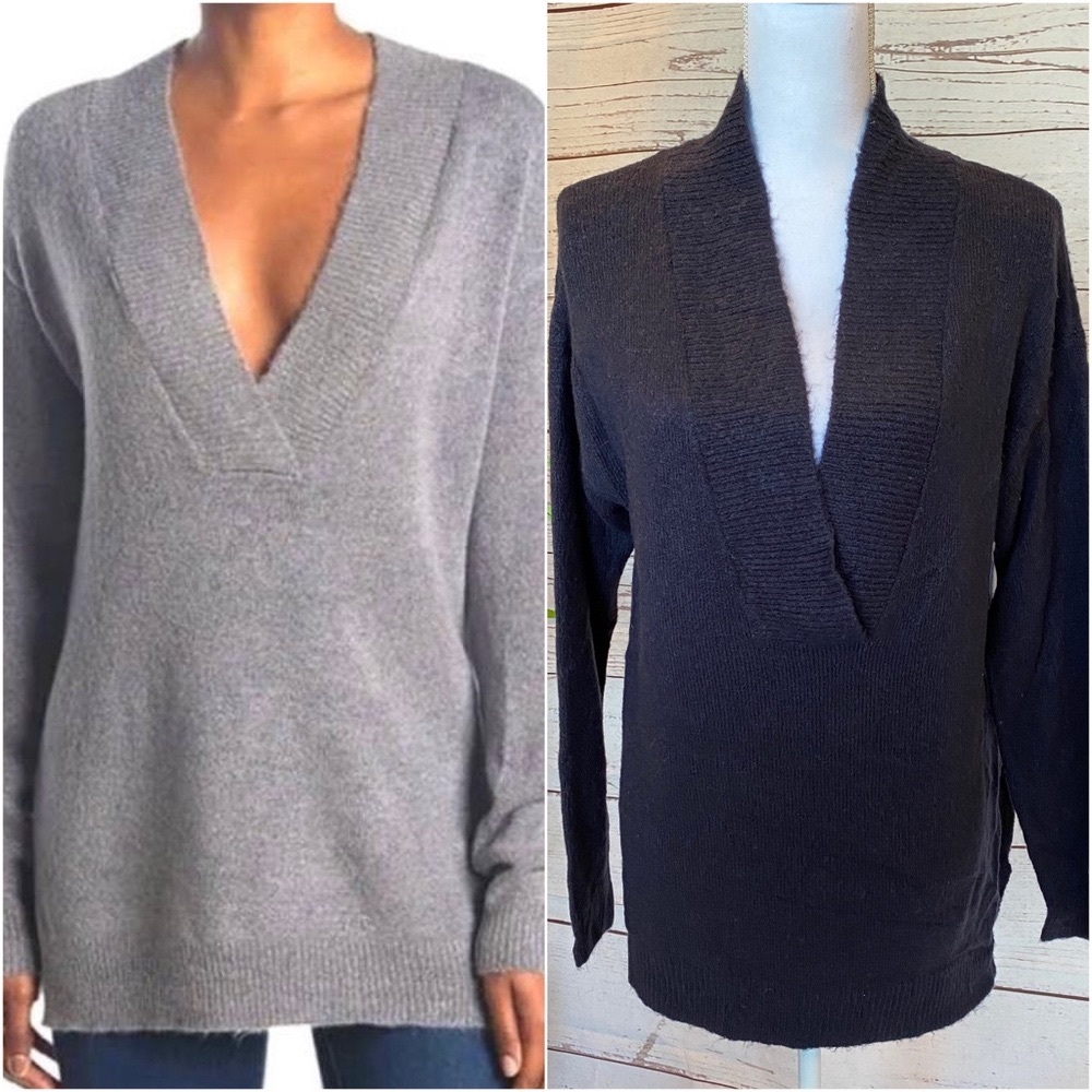 RDI Deep V-Neck Tunic Knit Split Hem Sweater NWT